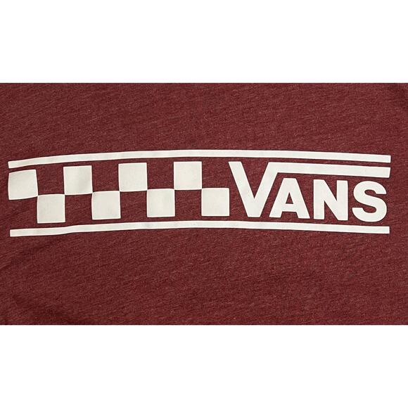 Vans Long Sleeve T-Shirt Maroon Heather Checkerboard Logo Off The Wall Medium - Picture 4 of 11